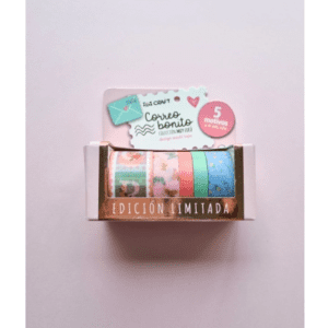 WASHI TAPE BOX 5 ROLLOS de 4mts COLECCION CORREO