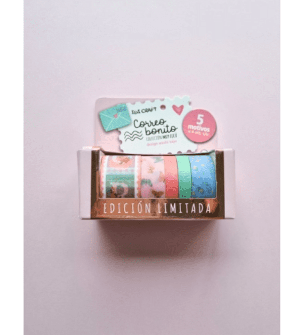 WASHI TAPE BOX 5 ROLLOS de 4mts COLECCION CORREO