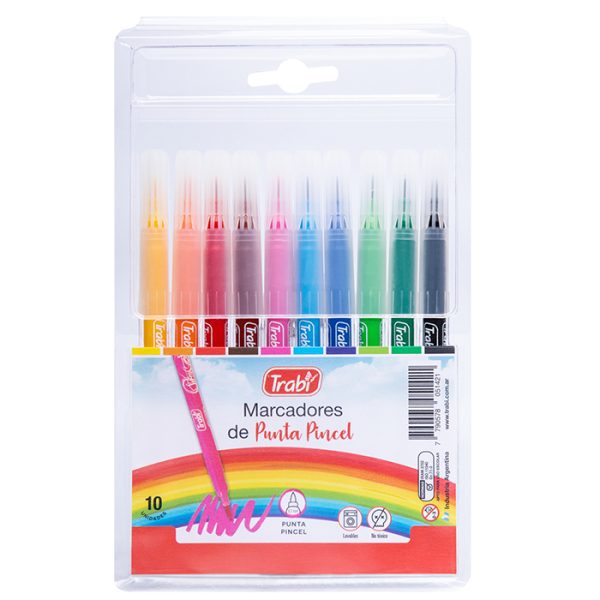 Marcador Trabi Punta Pincel X 10u. Blister V/color