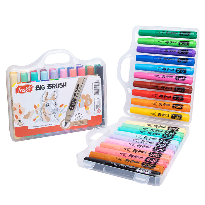 Marcador Trabi Big Brush Punta Pincel Valija X 20u