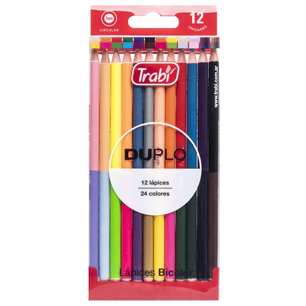 Lapiz DUPLO Doble Color Surtido 12u. x 2=24 En PET