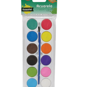 ACUARELAS 12 Colores + pincel. 23 mm
