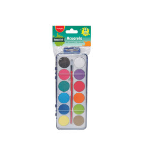 ACUARELAS 12 Colores + pincel. 23 mm