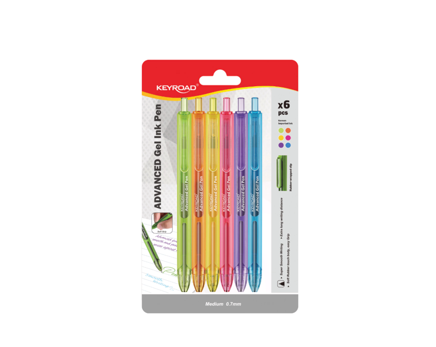 BOLÍGRAFO GEL RETRÁCTIL 0,7 MM, CUERPO DE GOMA BL.