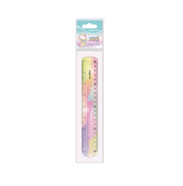 REGLA FLEXIBLE PASTEL CON GLITTER 20 CM
