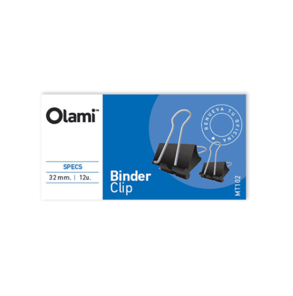 APRETADOR BINDER CLIP 32 mm. Caja x 12 un