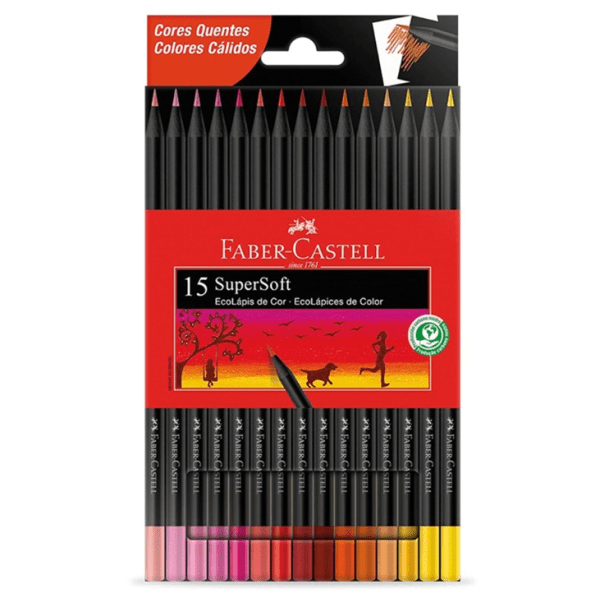 LAPICES FABER CASTELL X 15 SUPER SOFT TONOS CALIDO