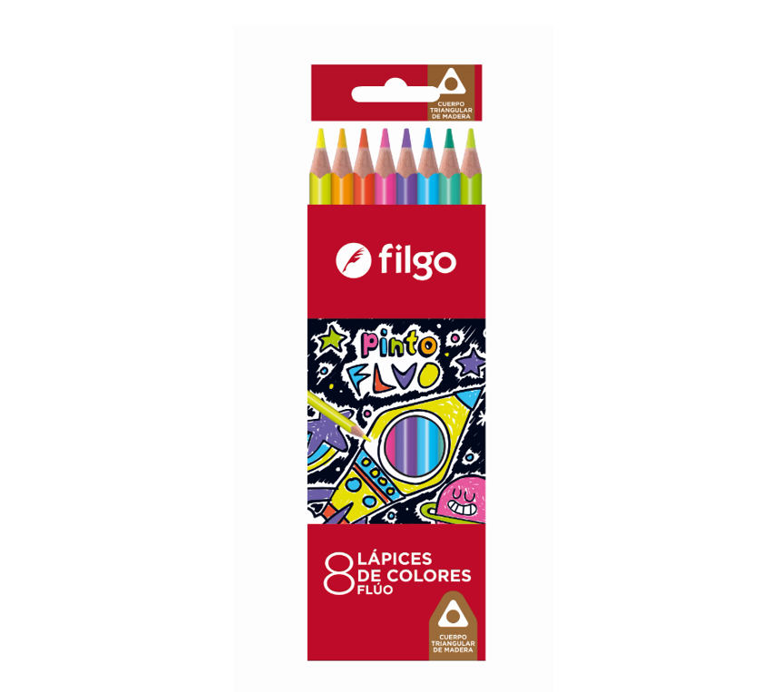 Lapiz Color Filgo Pinto Fluo X 8u.