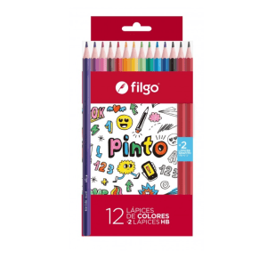 Lapiz Color Filgo X12u Largos + 2 Grafito
