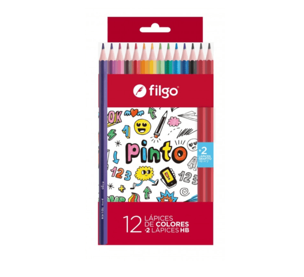Lapiz Color Filgo X12u Largos + 2 Grafito