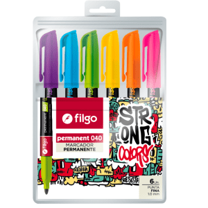Marcador Filgo 040 Permanente Punta Fina X6u.