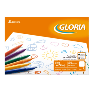 Block De Dibujo Gloria N°5 Blanco X 24h.