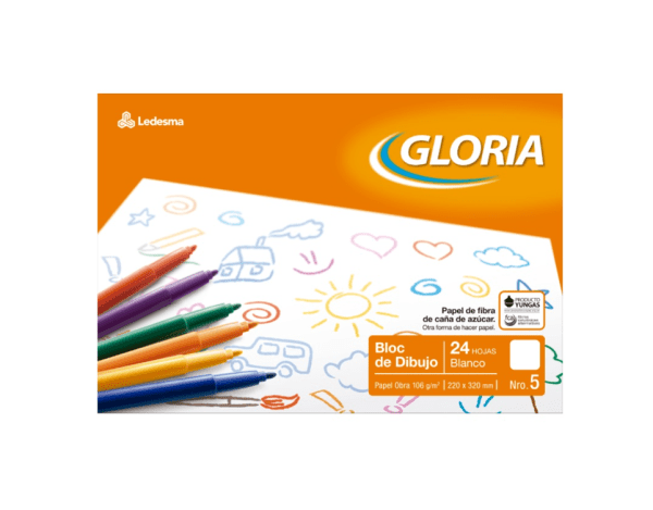 Block De Dibujo Gloria N°5 Blanco X 24h.