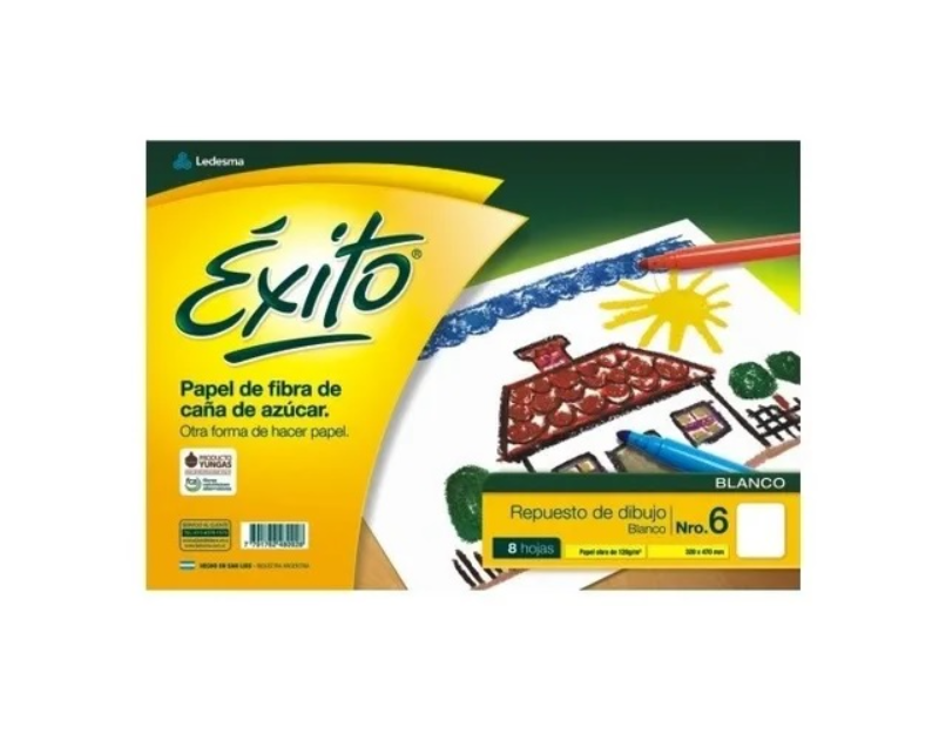 Repuesto De Dibujo Exito N°6 Blanco X 8h.