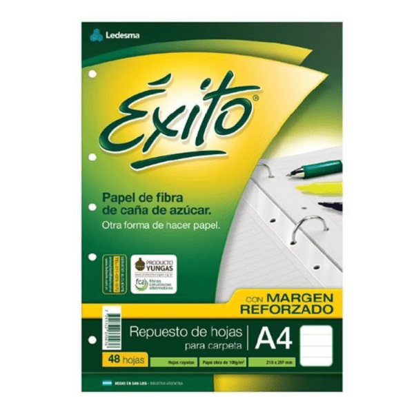 Repuesto Exito C/margen Reforzado A4 X 48h rayado