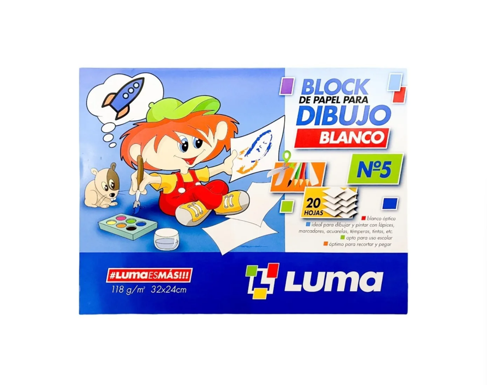 Block De Dibujo Luma N°5 Blanco X 20h.