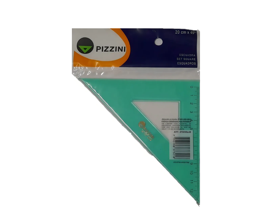 Escuadra Pizzini Estudio Verde Transparente 20cm X