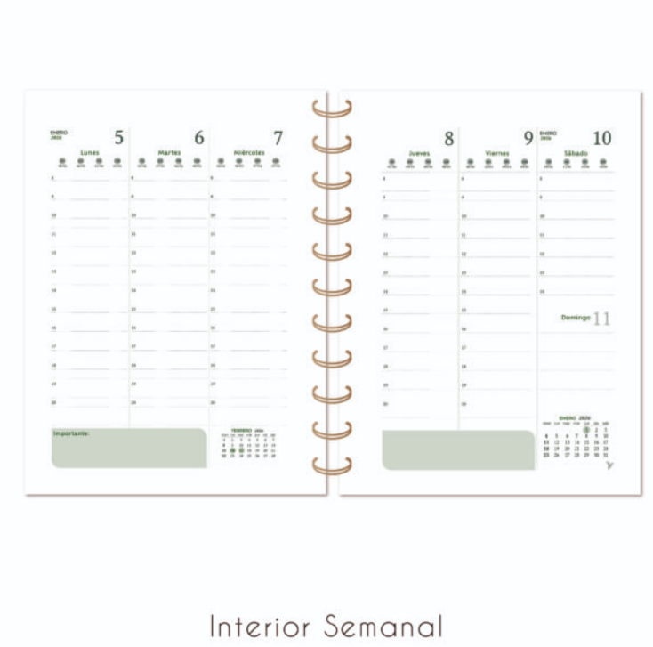 Agenda Espiralada con Elástico - Semanal – XL (19,5 X 26 cm)- NORPAC - Imagen 9