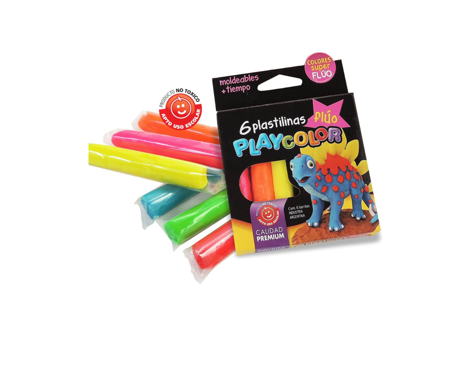 Plastilina X 6u. Fluo- PLAYCOLOR
