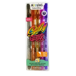 Roller Ball Tinta Gel Glitter X 5u. V/colores- MOOVING